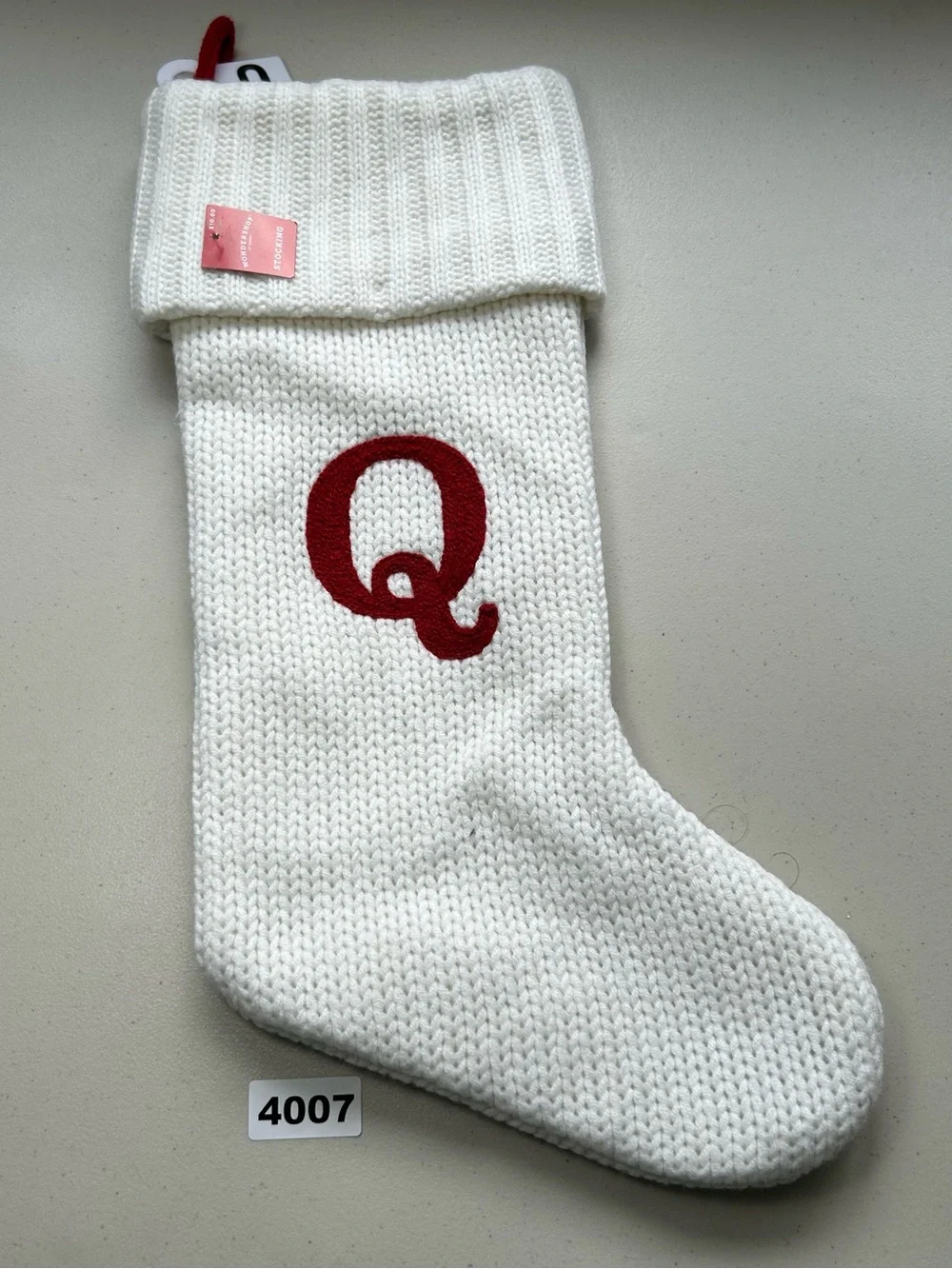Target Wondershop White Knit Monogram Christmas Stocking 17” Initial Letter 